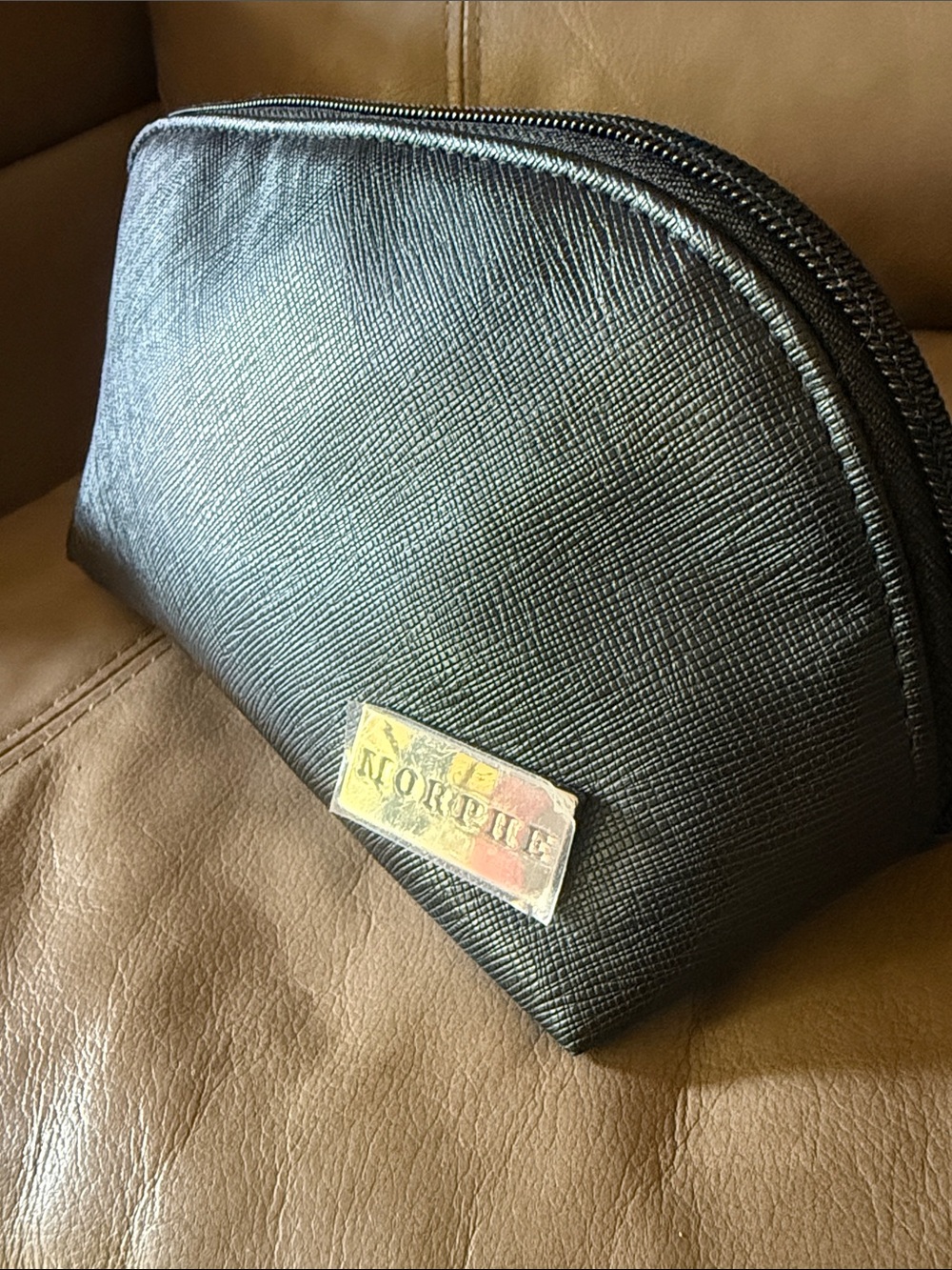 New Morphe Black Cosmetic & Toiletry Pouch with silver Plate